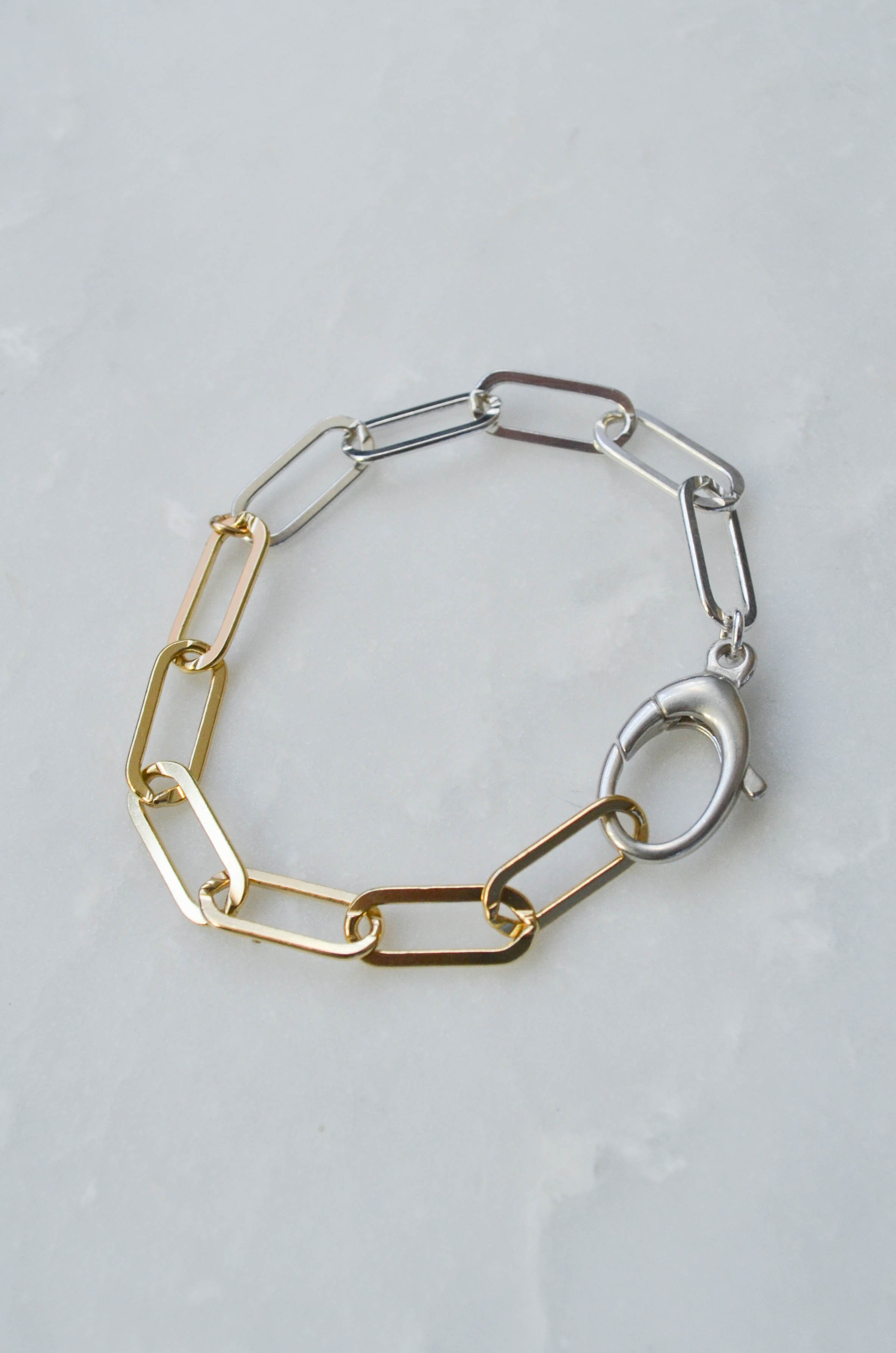 Mixed metal large paperclip chain bracelet — Rach B Jewelry
